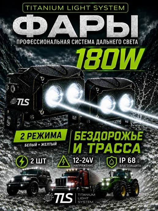 TITANIUM LIGHT SYSTEM Фары светодиодные 180W универсальные балки фсо, дхо, туманки, 180 Вт