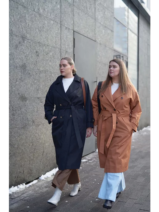 Modress Серена Тренчкот длинный плащ демисезон, черный, фото 4