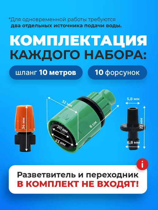 ОБНОВОЧКИН Капельный полив для теплиц туман комплект 2 штуки, черный, фото 3
