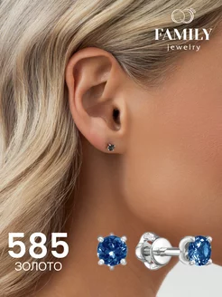 Золотые серьги гвоздики 585 с топазом london Family Jewelry 219814629 купить за 11 112 ₽ в интернет-магазине Wildberries