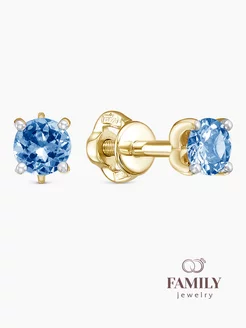 Золотые гвоздики 585 с Топазом London Family Jewelry 219814639 купить за 10 858 ₽ в интернет-магазине Wildberries