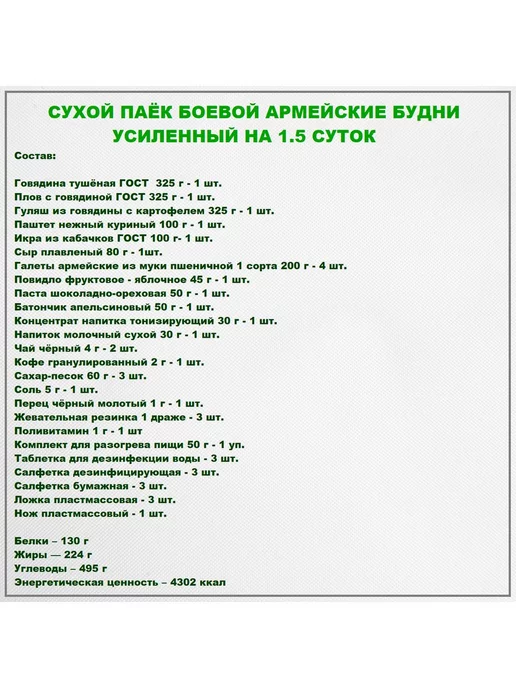 Армейские Будни Сухпаек армейский боевой суточный, вариант, фото 3