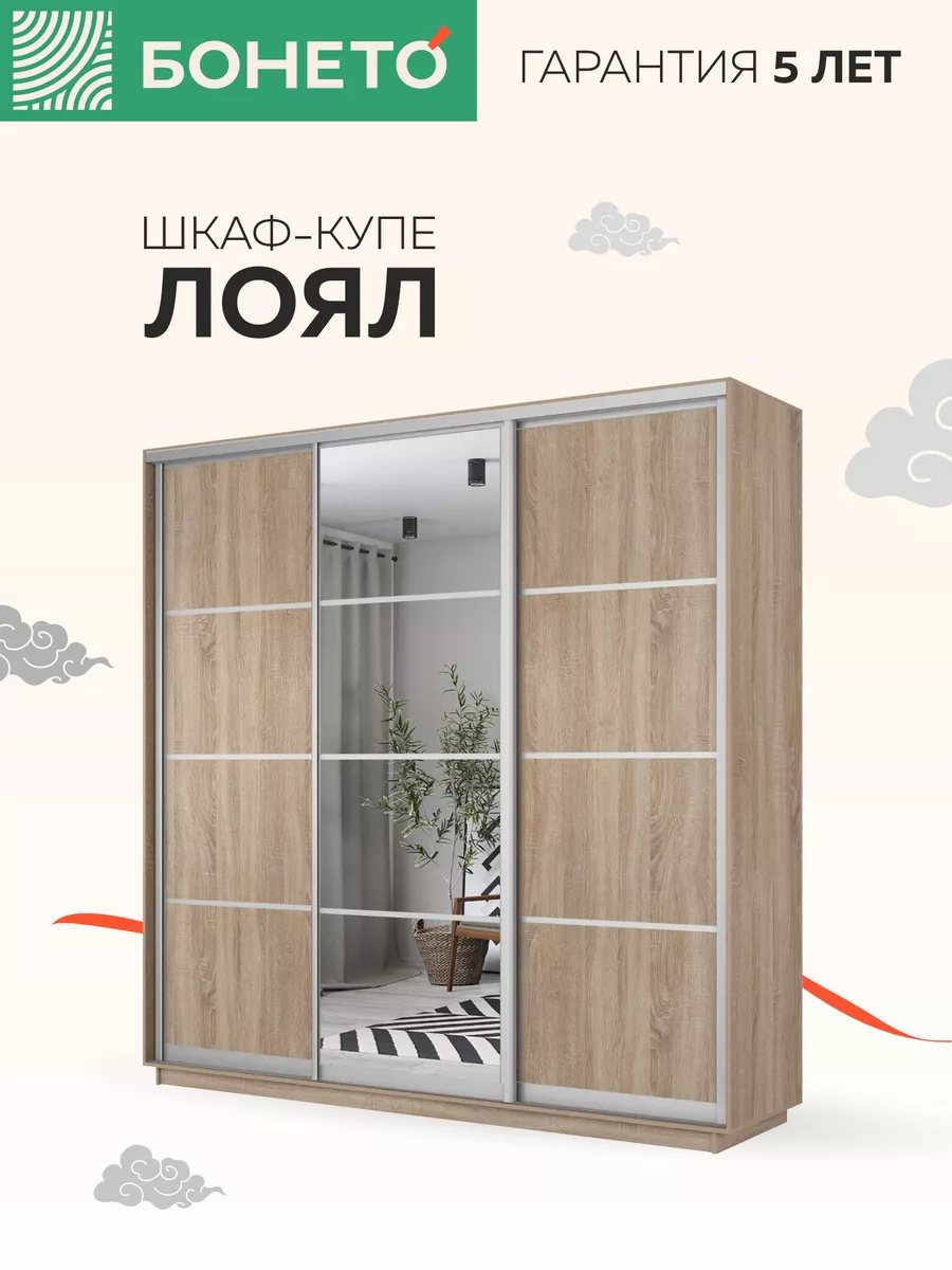 Шкаф-купе Лоял 3 дв ДСП Зеркало ДСП, 210х60х220