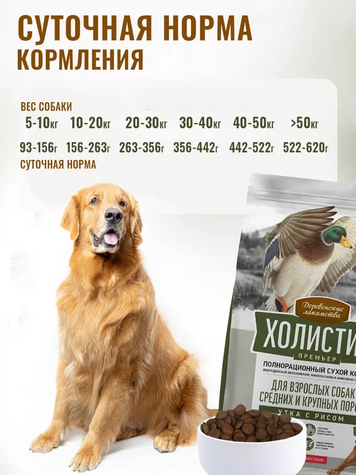 Сухой корм Деревенские лакомства для собак, утка, 7 кг, фото 6