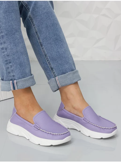 Dollenta Мокасины женские летние на платформе, фиолетовый, фото 6