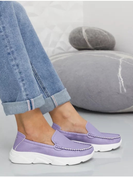 Dollenta Мокасины женские летние на платформе, фиолетовый, фото 7