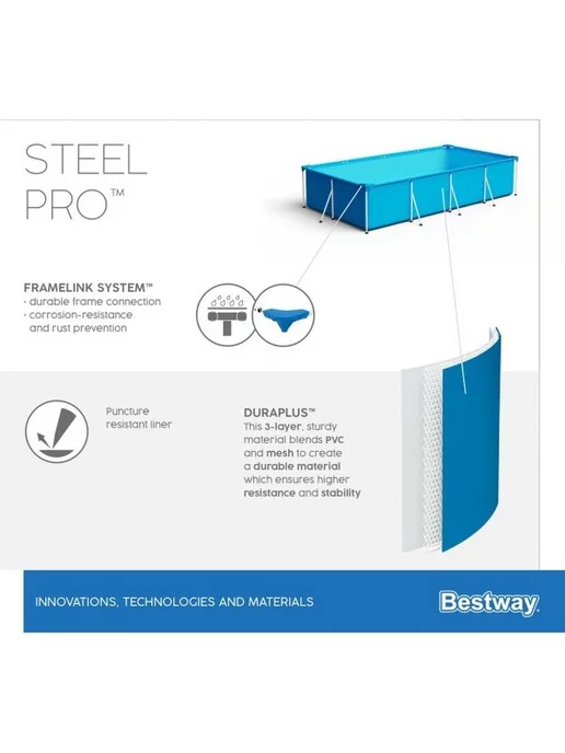 Bestway Каркасный бассейн 300х201х66см, синий, фото 3