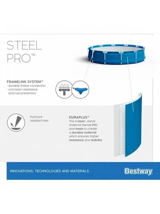 Bestway 56406 Каркасный бассейн 305х76см 4678 л Steel Pro MAX, 305x76 см, фото 3