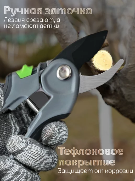Секатор садовый профессиональный для деревьев и кустарников, желтый, фото 2