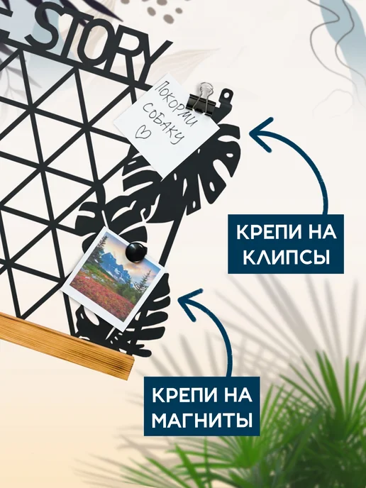 ОКБ РАКИТА Доска для заметок на стену,Мудборд органайзер для фотографий, черный, фото 4