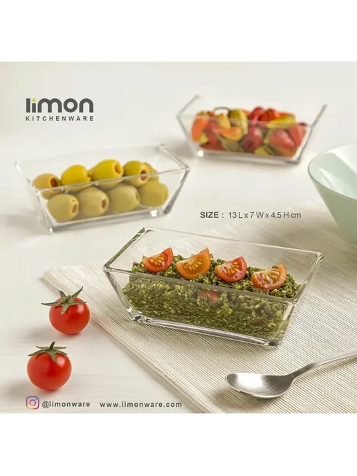 Aiza Менажница стеклянная с крышкой на деревянной подставке Limon, белый, фото 5