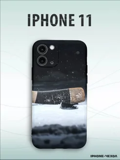 Чехол Iphone 11 хоккей клюшка шайба