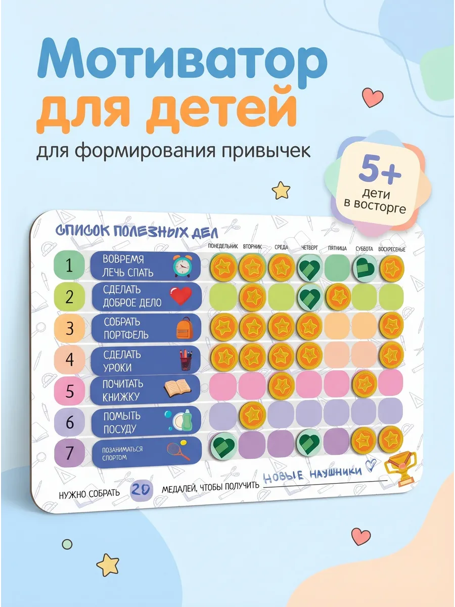 Планер для детей магнитный мотиватор трекер на холодильник