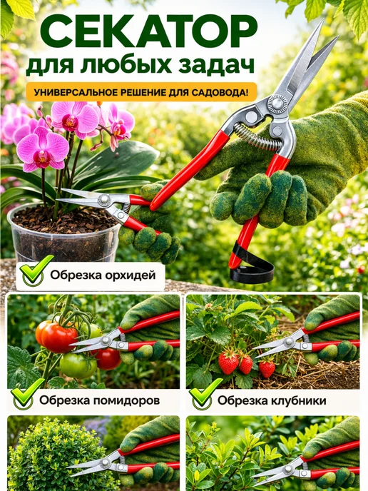 Flickering Секатор садовый ножницы для цветов, красный, фото 2