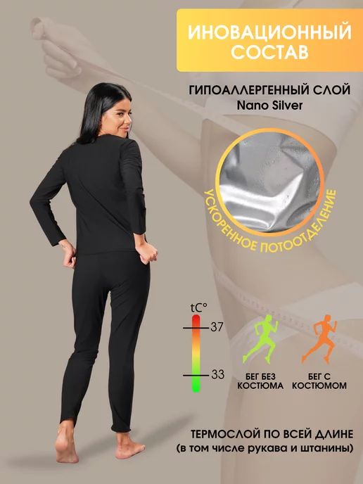 ФормаТела Костюм сауна для похудения спортивный черный, черный, фото 4