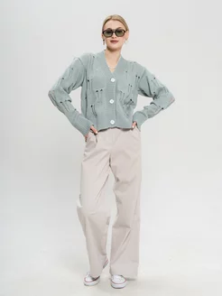 Кардиган на пуговицах рваный оверсайз