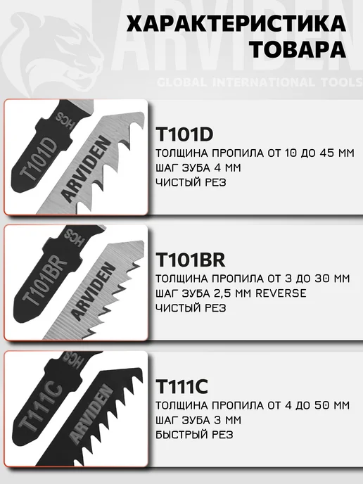 Vertextools Набор пилок для лобзика по дереву и металлу, 10 шт, фото 3