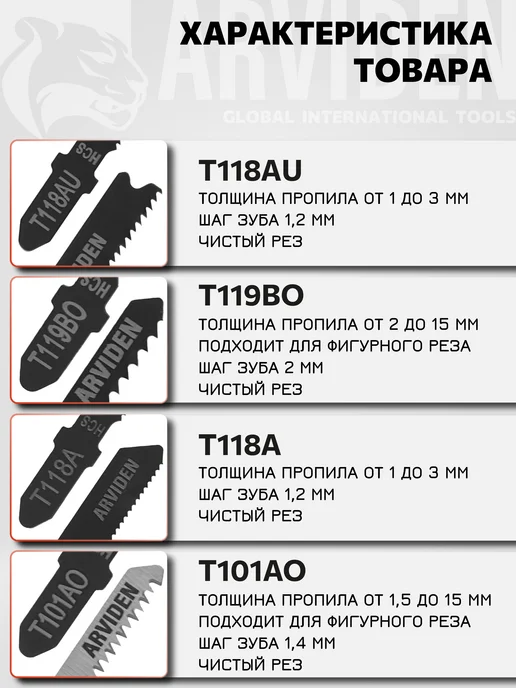 Vertextools Набор пилок для лобзика по дереву и металлу, 10 шт, фото 5