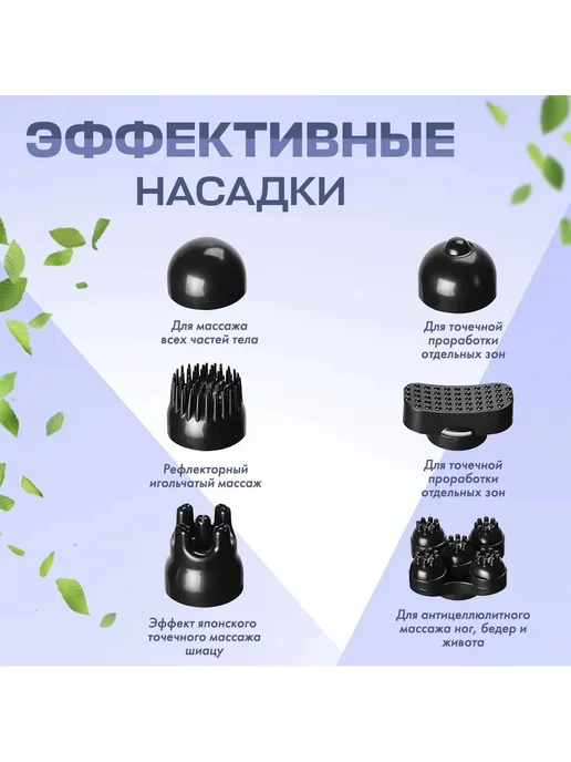 массажер для тела с насадками Charge Massage беспроводной, черный, фото 4