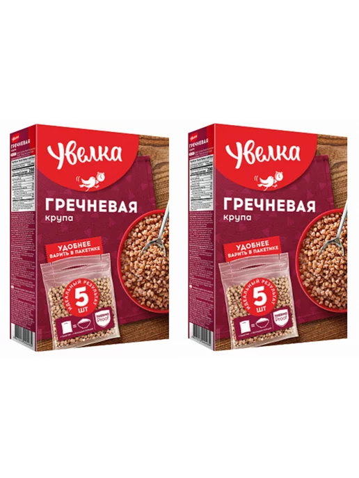Увелка Крупа Гречневая Ядрица "Экстра", 5*80г*2шт, 5x80, 2 шт