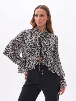 Блузка нарядная с принтом леопард и бантом Emoticia 220208158 купить за 1 694 ₽ в интернет-магазине Wildberries