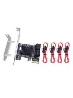 Плата PCI-E 4 выхода SATA 3.0 6 Гбит/с с комплектом кабелей mrm-power 220212543 купить за 2 095 ₽ в интернет-магазине Wildberries