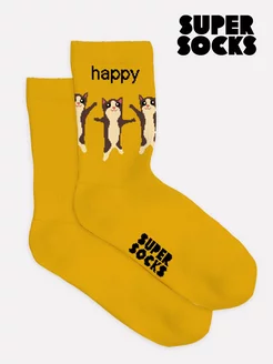 Носки с принтом Happy cat SUPER SOCKS 220318734 купить за 400 ₽ в интернет-магазине Wildberries