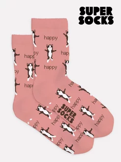 Носки с принтом котики Happy cat SUPER SOCKS 220318735 купить за 400 ₽ в интернет-магазине Wildberries