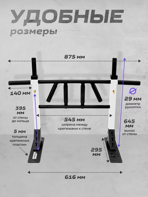 FLEXTER Турник настенный Konon 4 хвата для фитнеса, черный, фото 2