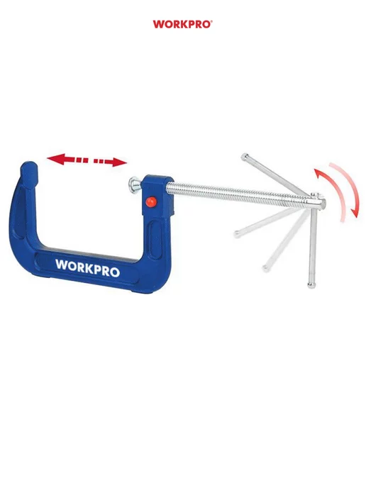 WORKPRO Струбцина С-образная 100 мм, WP232023, вариант, фото 3