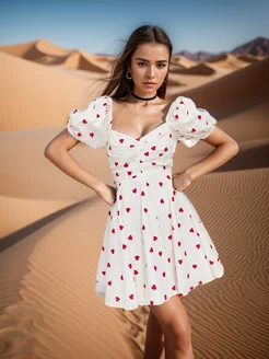 Платье летнее мини с сердечками Elegansa 220461385 купить за 2 952 ₽ в интернет-магазине Wildberries