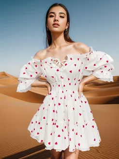 Платье летнее крестьянка с сердечками Elegansa 220463804 купить за 2 880 ₽ в интернет-магазине Wildberries
