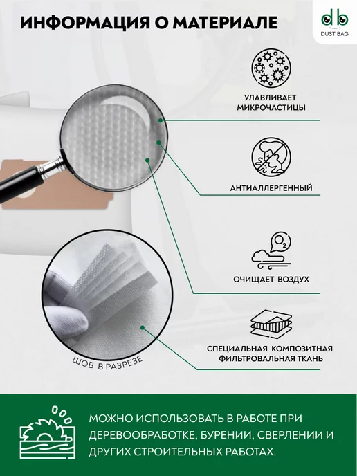 DUST BAG DB сменные мешки для FESTOOL CLEANTEC CTL, CT MINI I (5 шт), 5 шт, фото 2