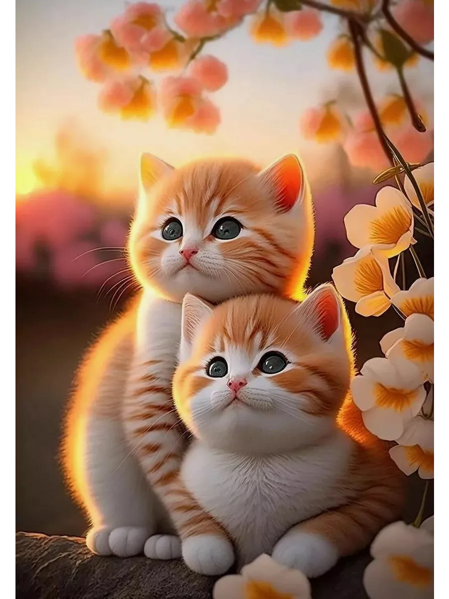 Алмазная мозаика "Два котенка v2" 50*40