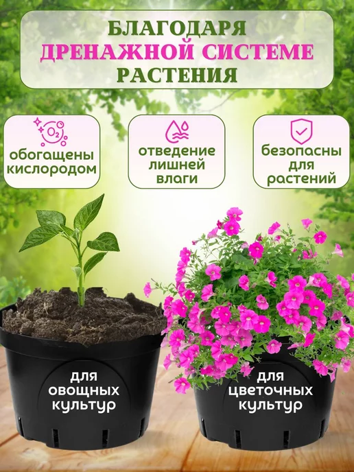 MGS Production Горшок для цветов 5л, круглый, набор 10 шт, 5 л, 10 шт, фото 3
