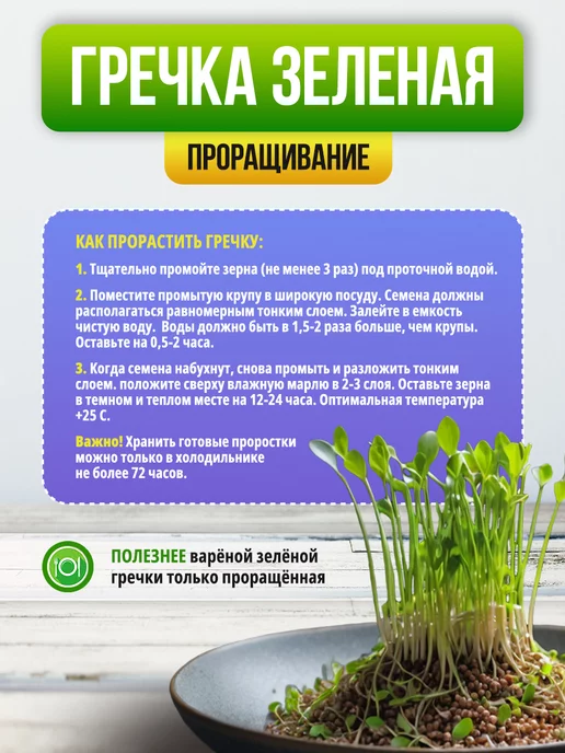 новая жизнь Гречка зеленая крупа непропаренная 3 кг, зеленый, фото 3