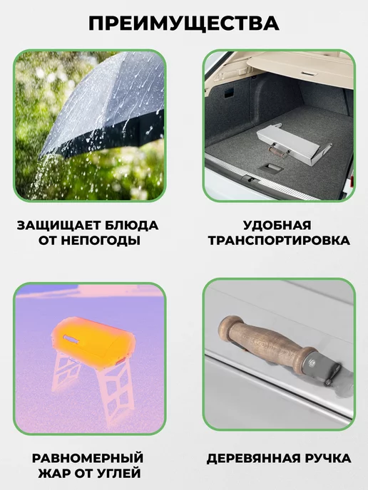 KOLUNDROV Крышка барбекю для мангала-гриль Дипломат Профи нержавейка, серый, фото 2
