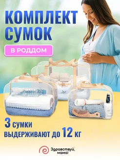 Сумка в роддом прозрачная для мамы и малыша