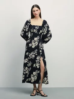 Платье миди с принтом и разрезом летнее ZARINA 220742079 купить за 2 966 ₽ в интернет-магазине Wildberries
