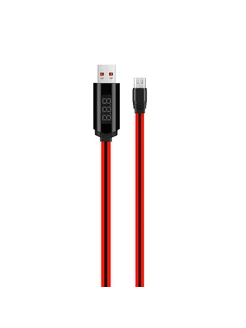 Кабель USB U29 LED displayed USB-MicroUSB, 1.2 м, красный