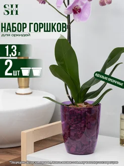 Горшок для орхидеи 1.3 прозрачный 2 шт SiHouse 220948824 купить за 422 ₽ в интернет-магазине Wildberries