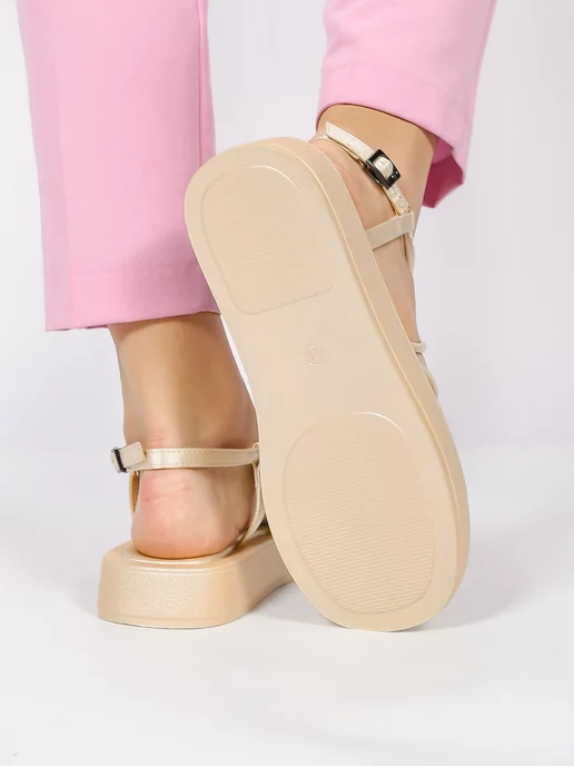 EGGA SHOES Сандалии летние на ремешке текстильные, бежевый, фото 4