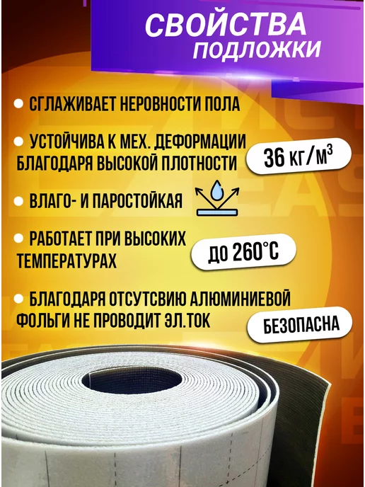 Eastec Подложка для теплого пола лавсановая теплоизоляция 10м.кв, вариант, фото 3