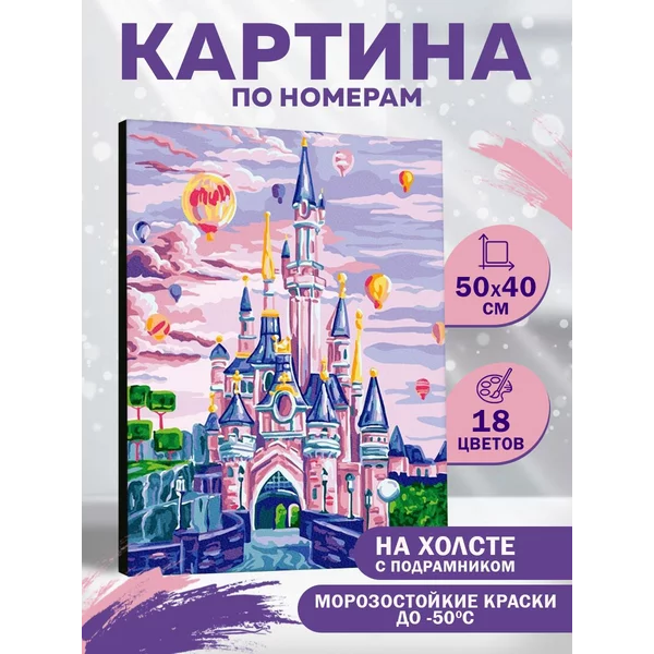 Картина по номерам на холсте "Замок с воздушными шарами"