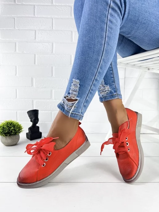 Woman_Myth_Shoes мокасины, красный, фото 2