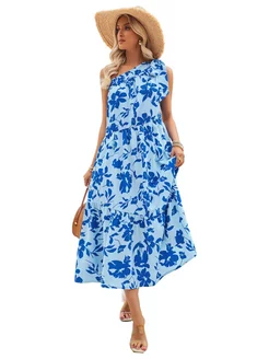 Длинное платье с цветочным принтом на одно плечо GCAROL 221709377 купить за 1 495 ₽ в интернет-магазине Wildberries