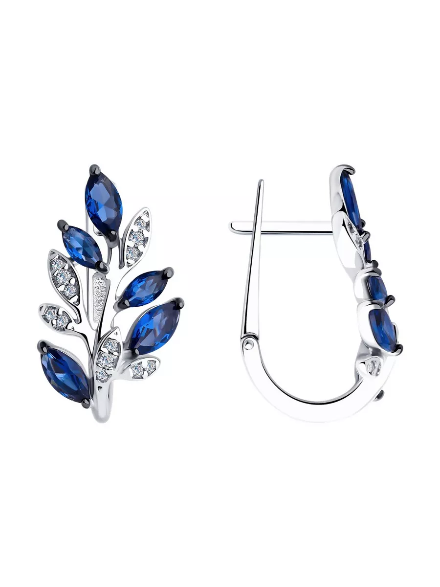 Серьги серебряные 925 пробы с фианитами ювелирные