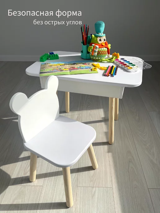 DIMDOMkids Стол-пенал детский Классика + стул Корона, белый, фото 4