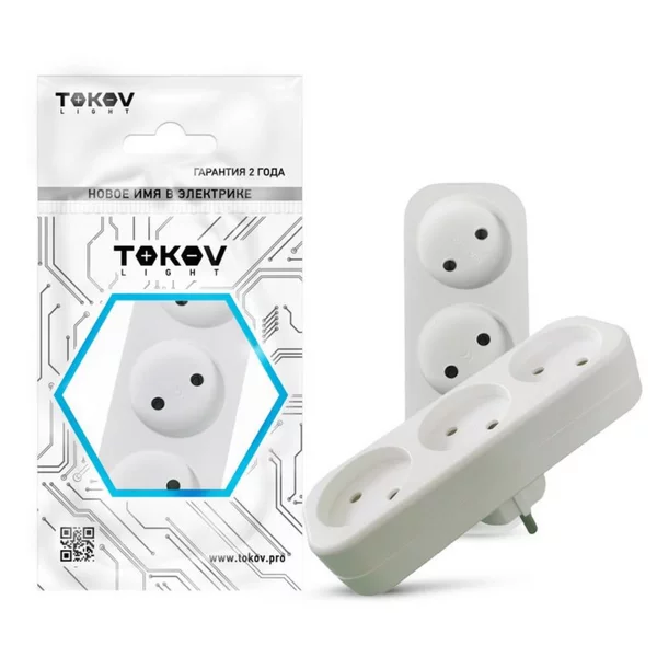 Тройник разветвитель для розетки без заземл. 16А 250В IP20