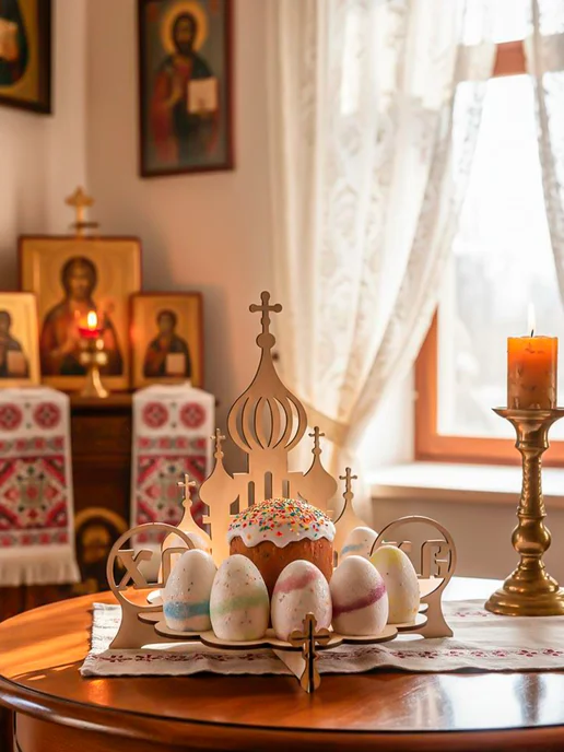 WoodM Подставка для яиц и кулича пасхальная, вариант, фото 2